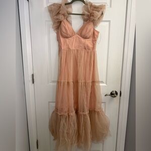 Boutique 1861 Maxi Pink Tulle Corset Style Dress